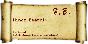 Hincz Beatrix névjegykártya